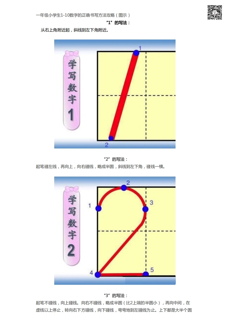1-10数字的正确书写方法攻略-学芽网