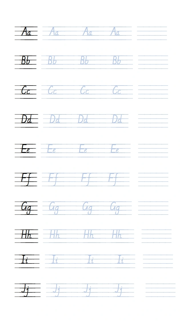 26个字母临摹（有自写线）-学芽网