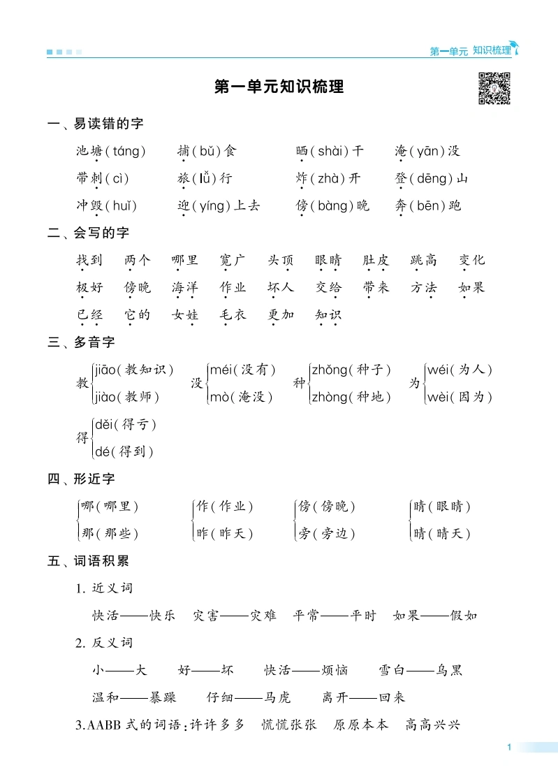 2上期中知识点梳理-测试卷-学芽网