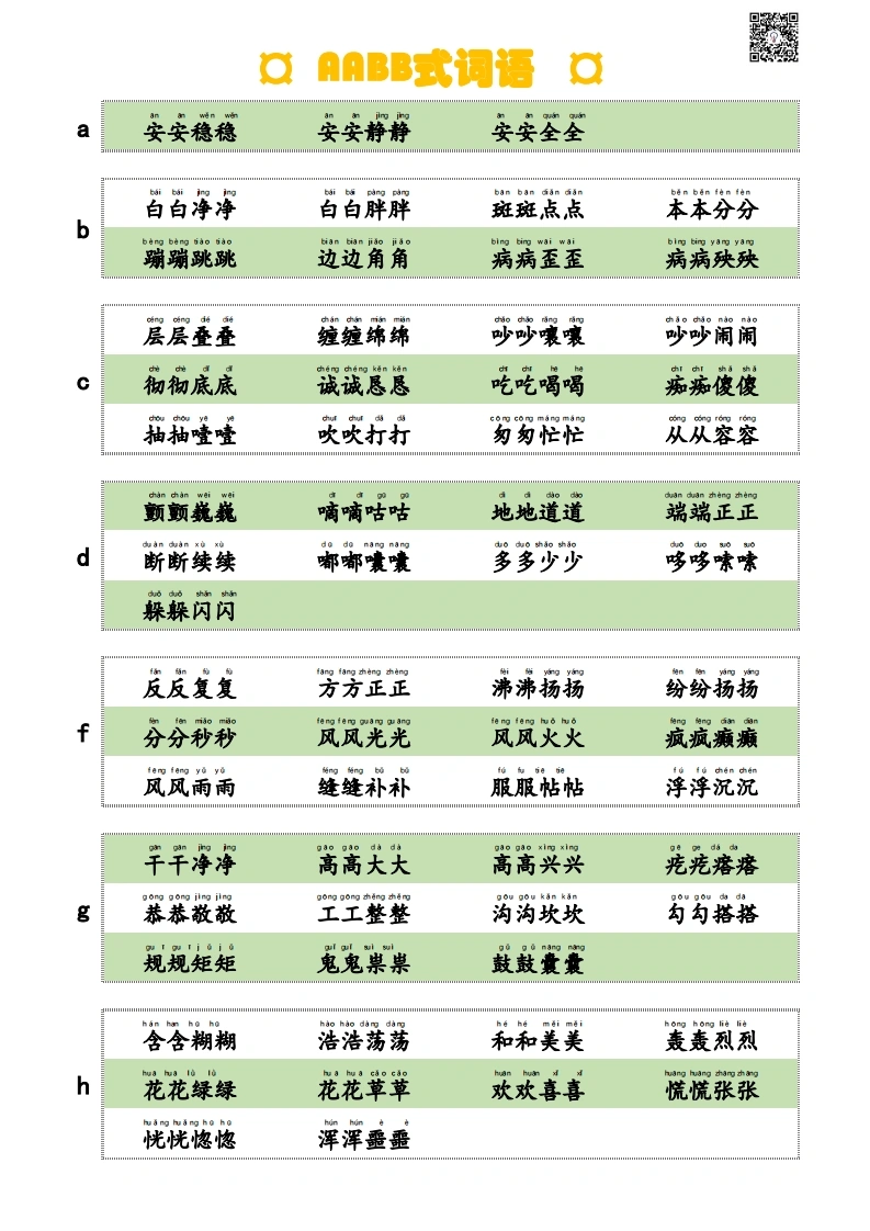 AABB式词语-学芽网