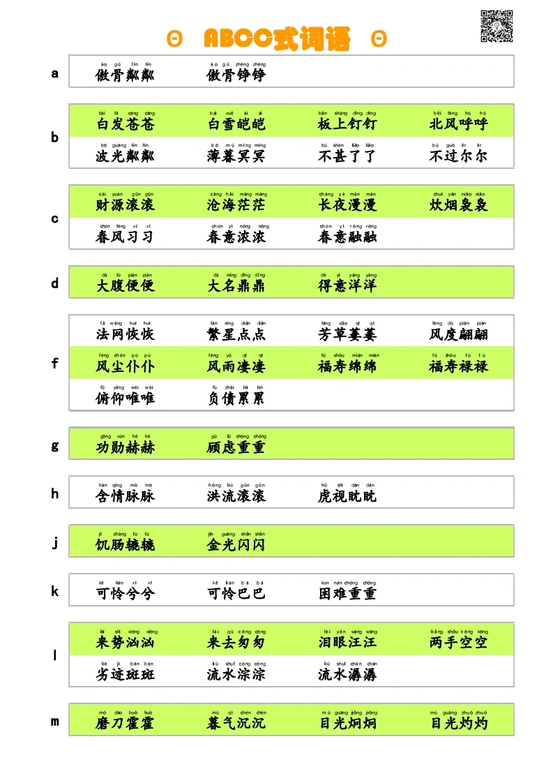 ABCC式词语-学芽网