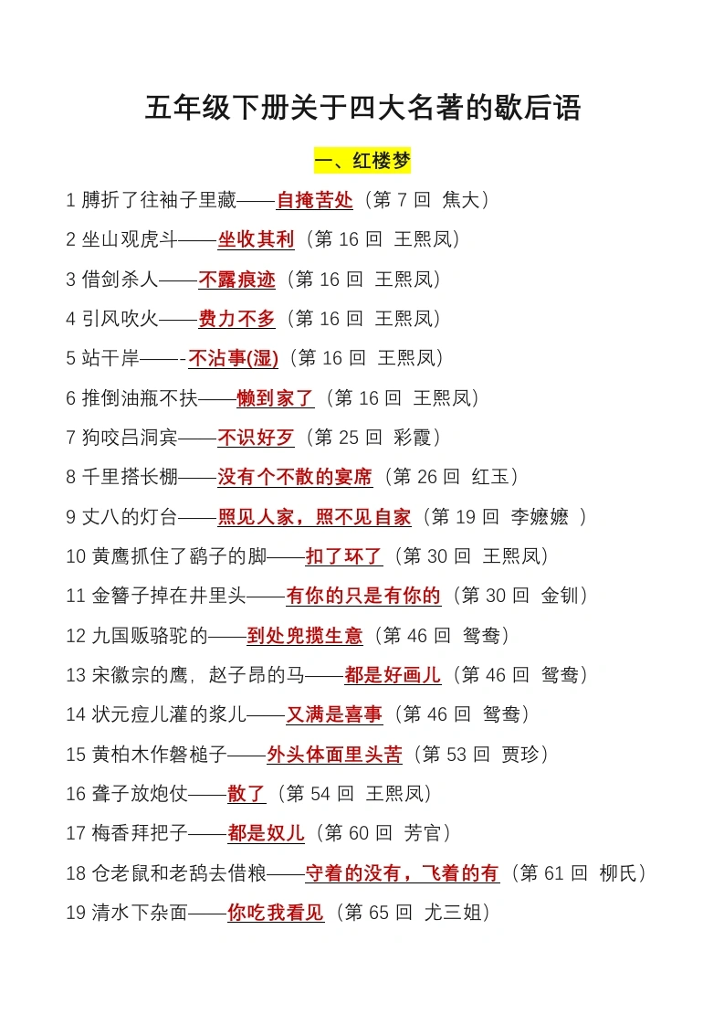 【四大名著歇后语】关于四大名著的歇后语-学芽网