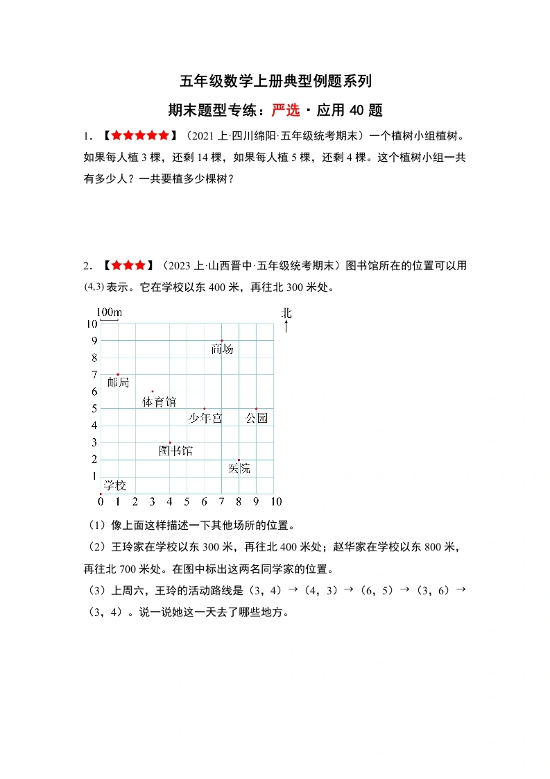 【期末题型专练】：严选·应用40题五年级数学上册典型例题系列（解析版）-学芽网