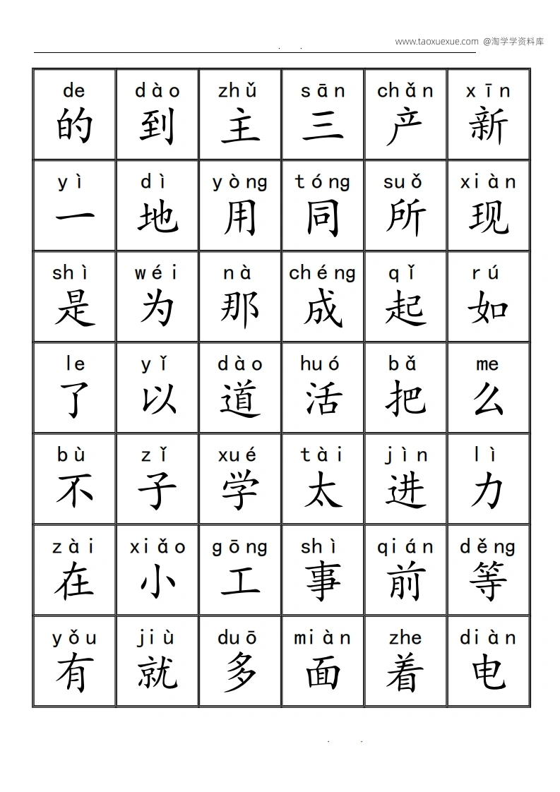 三千识字检测表(1)
