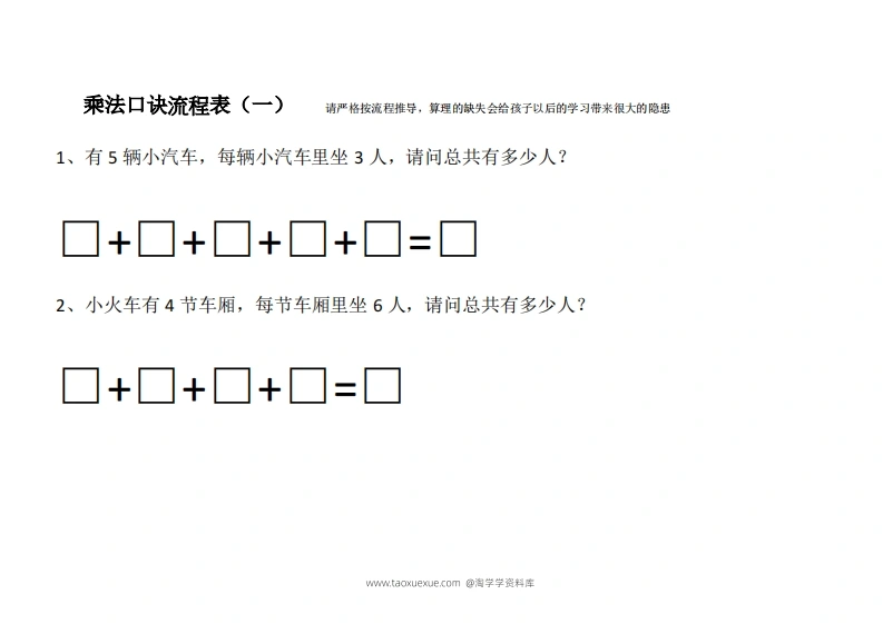 乘法口诀流程表-学芽网