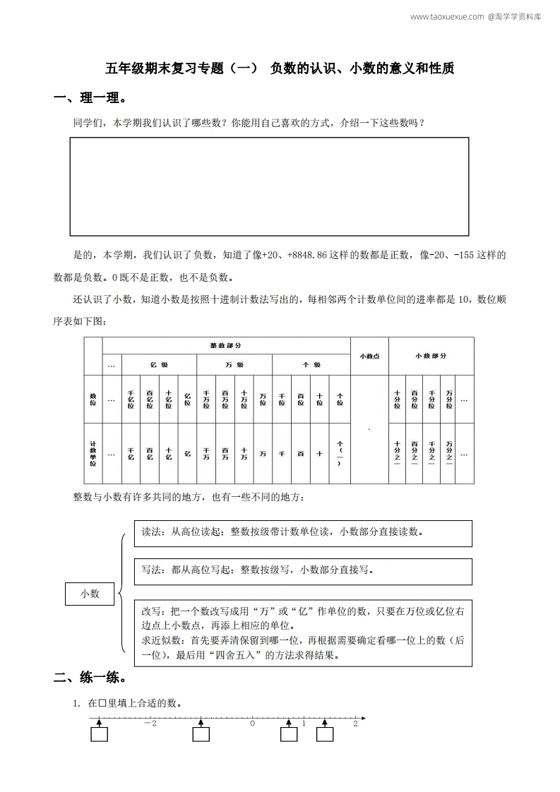 五年级数学上册期末复习专题-学芽网