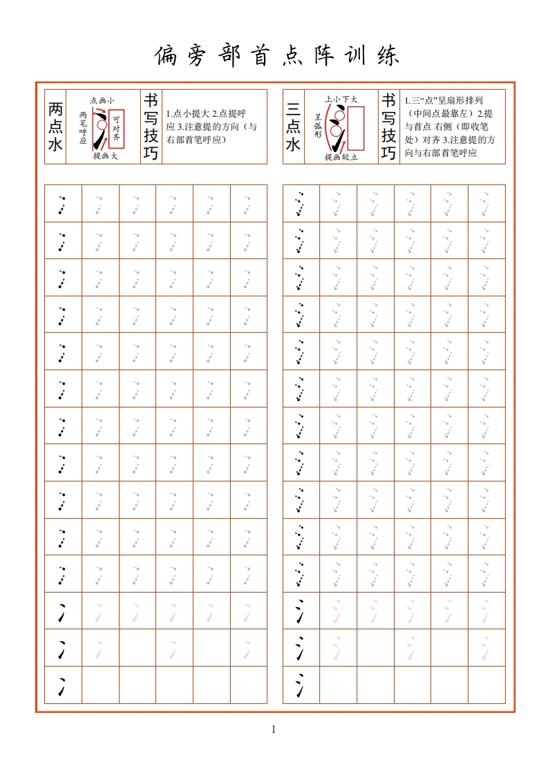 偏旁部首点阵训练