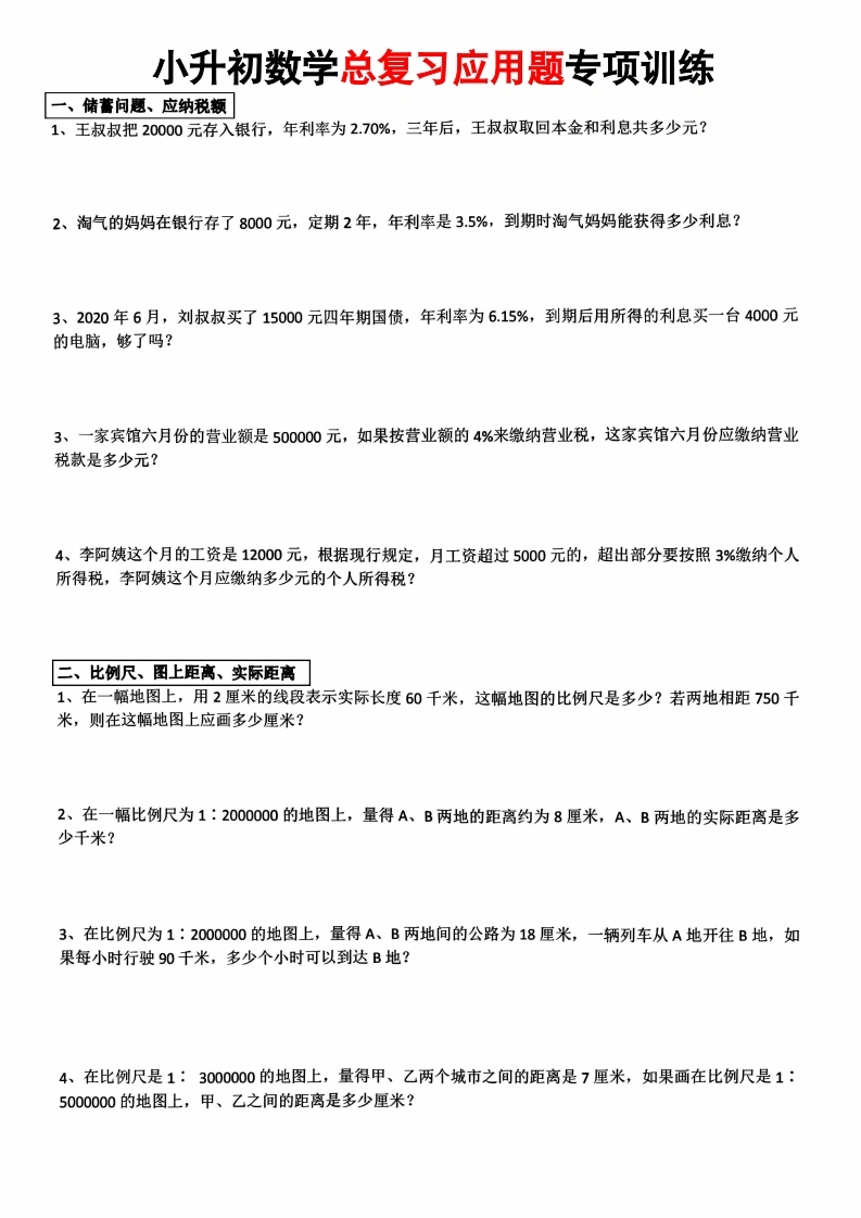 小升初数学【总复习应用题】-学芽网