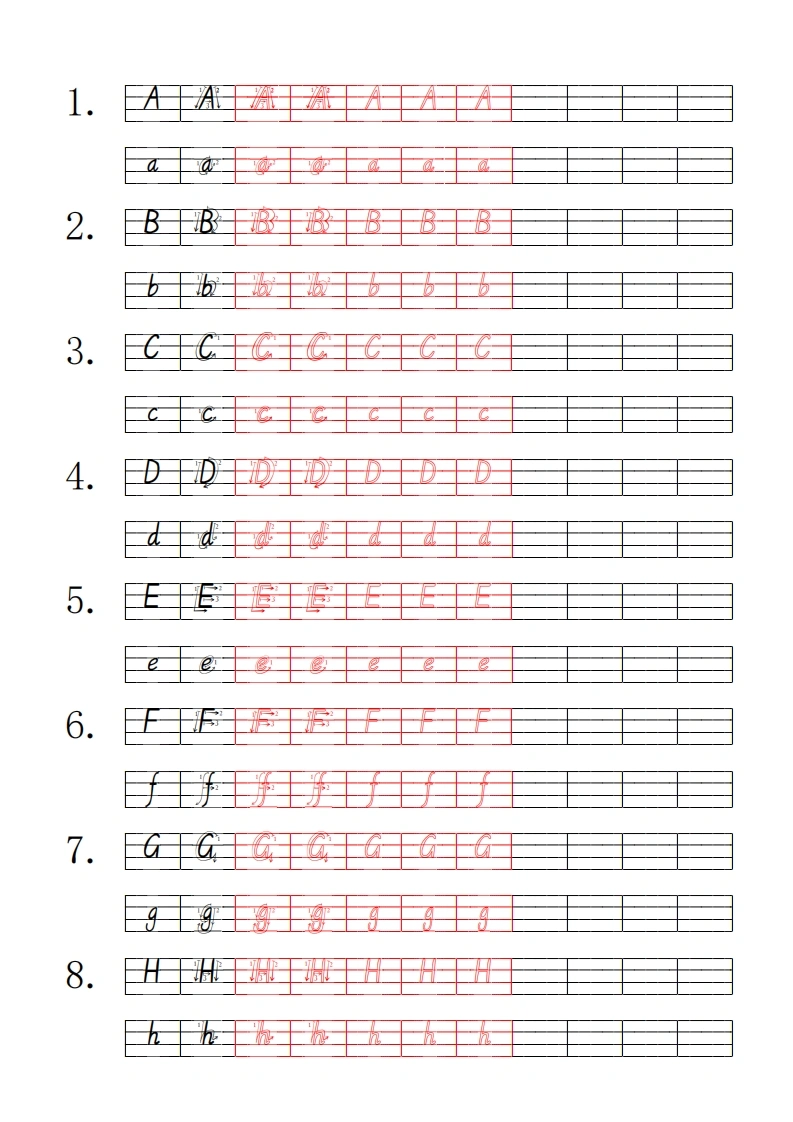 小学英语英文字母四线三格标准手写字体描习字帖-学芽网