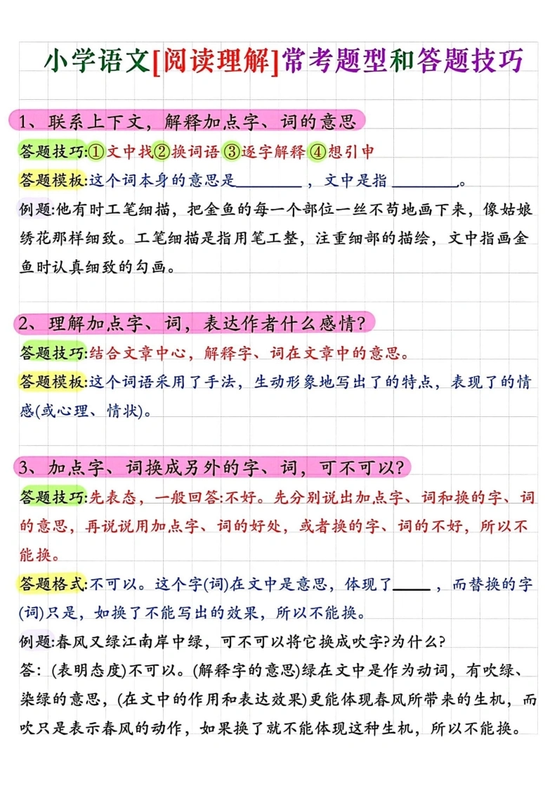 小学阅读理解常考题型答题技巧-学芽网