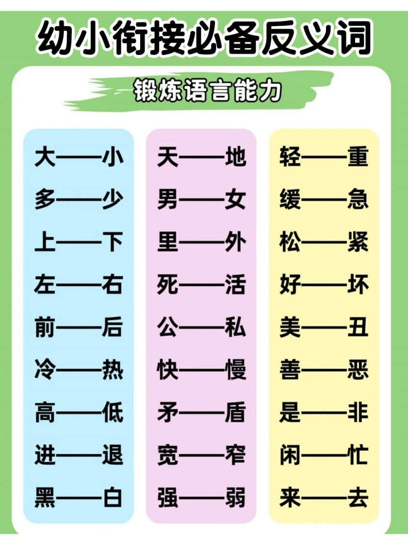 幼儿园反义词启蒙-学芽网