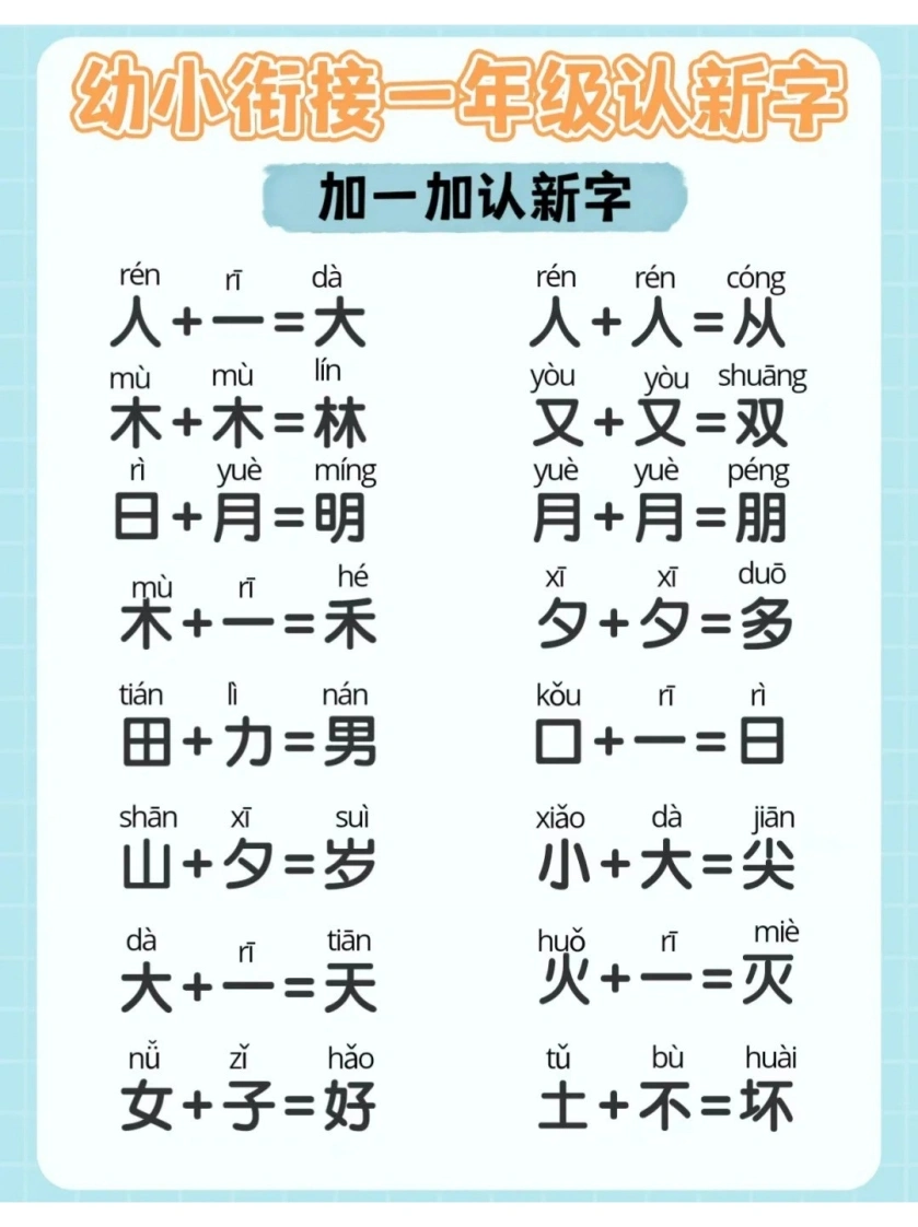 幼小衔接一年级减一减加一加认汉字-学芽网