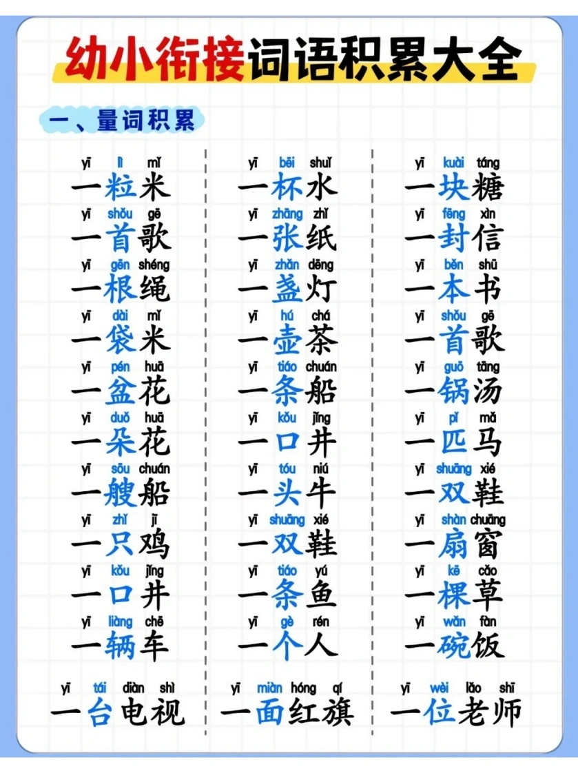 幼小衔接词语积累大全-学芽网