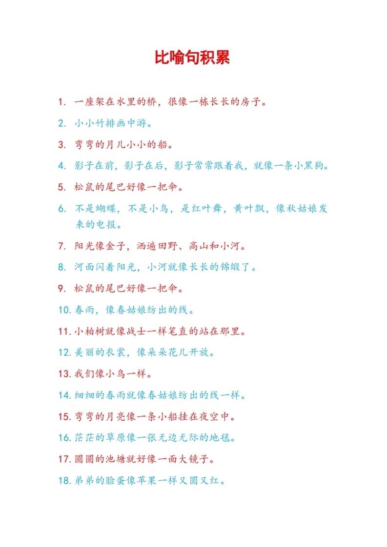比喻句积累-学芽网