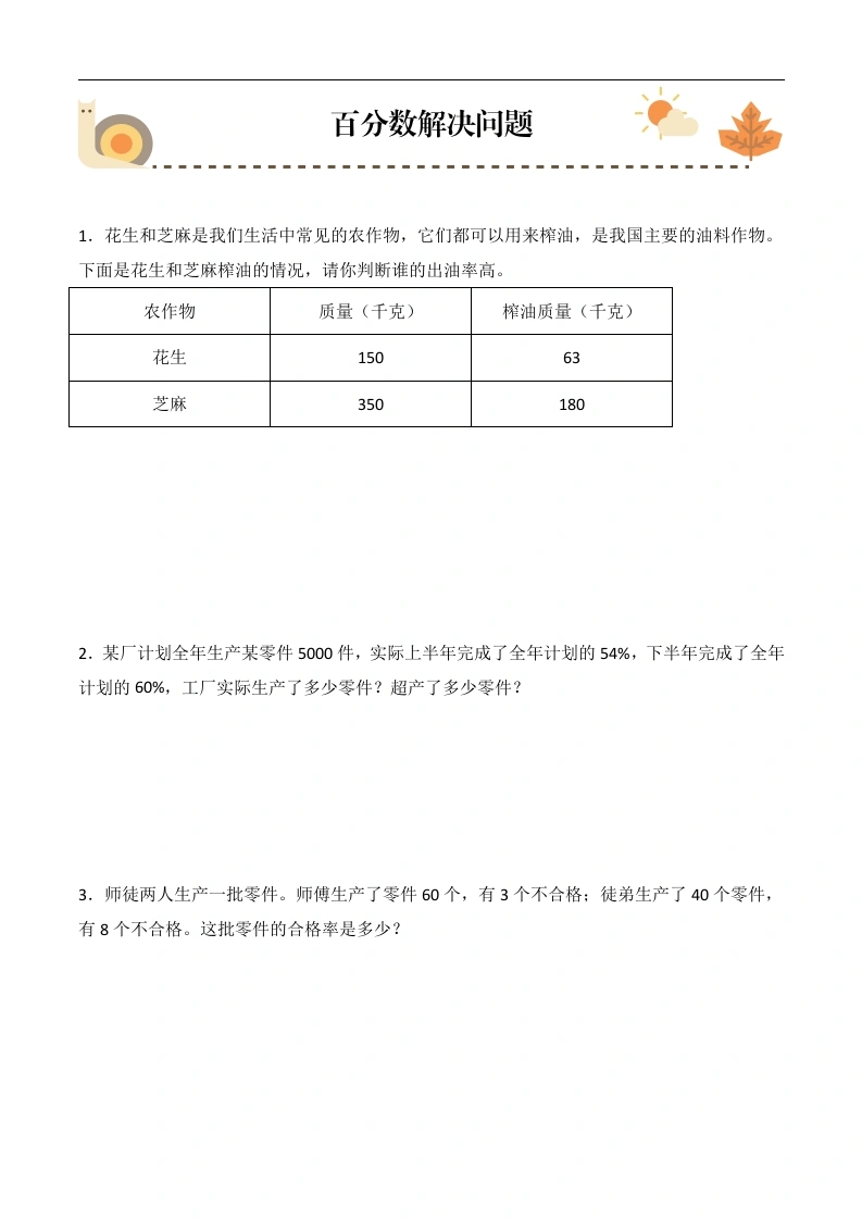 百分数解决问题（提升版80题）-六年级数学上册期末核心考点专练-学芽网