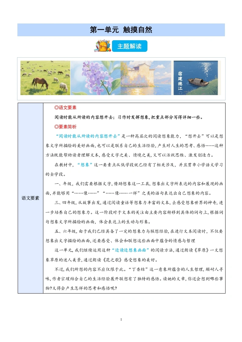 第一单元触摸自然主题阅读（讲义）语文六年级上册-学芽网