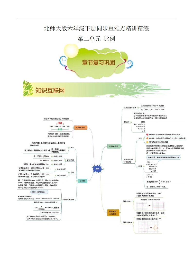 第二单元《比例》章节复习巩固—六年级下册同步重难点精讲精练（北师大版）